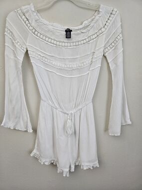 Rue21 White Crochet-Trim Romper